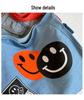 2024 New Korean Style Women's Denim Crossbody Bag: Artistic Smiley Face Canvas with Wide Shoulder Strap