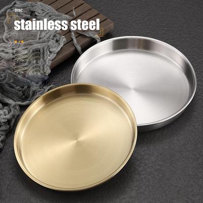 304 Edelstahlplatte Disc Commercial Golden Flachboden Tablett Verdickte Kalte Haut Wurst Pulver Platte Dampfende Platte Gericht