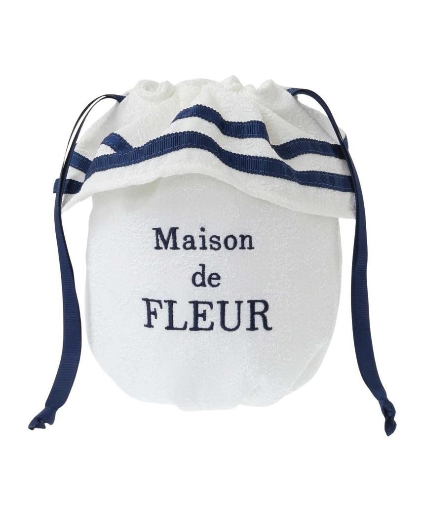 Maison de Fleur gefütterter Jacquard-Kordelzugbeutel mit Band, Weiß, Größe F, 08000481700