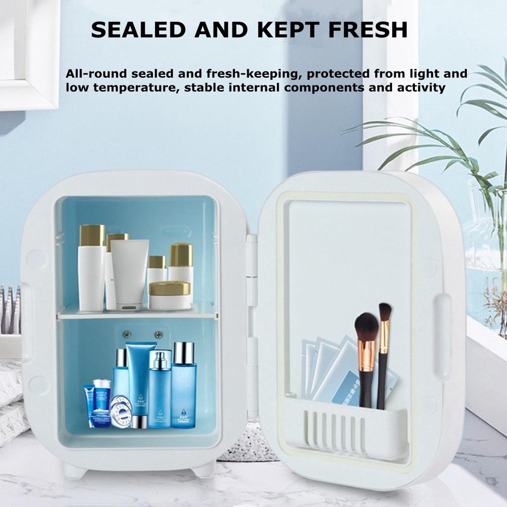 Beauty Fridge  Mini Portable Refrigerator For Cosmetics With Mirror Skincare Makeup Cooler Warmer Freezer For Car Home 8L 220/12V