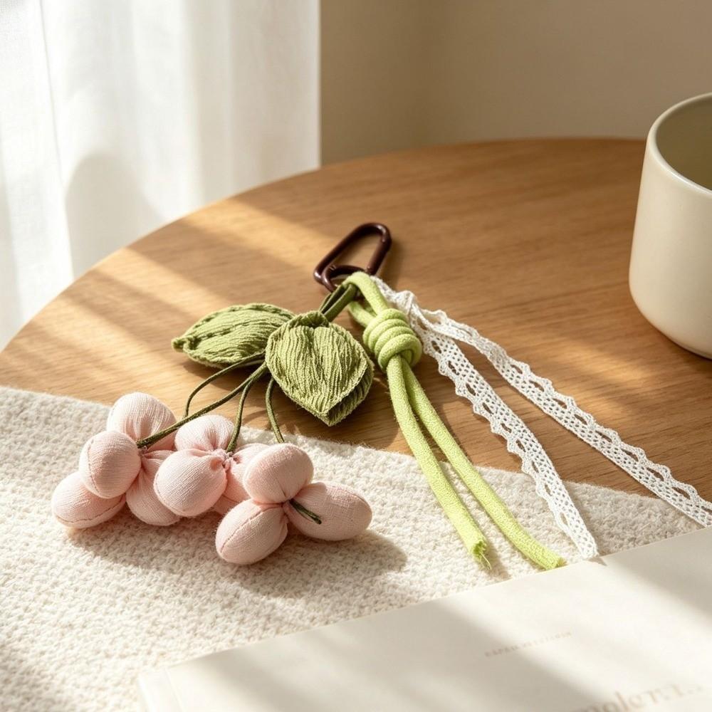 Fabric Flower Flower Bag Charm Lace Ribbon Handbag Charm Bouquet Clip Keychain For Handbags
