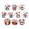 Adesivo Magnético para Geladeira de Panda Segurando Balão de Coração - Decoração de Animal de Desenho Animado em Vidro de Cristal Macio