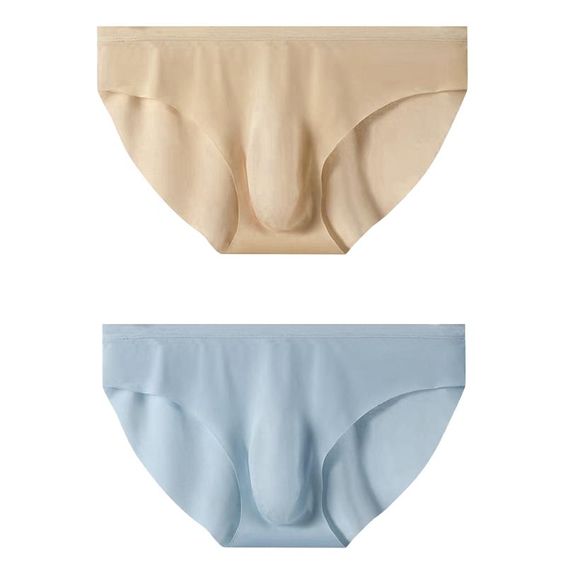 2 Pcs Ice Silk Seamless Briefs For Men Ultra-thin Breathable Stretchable Underpants Fashion Comfortable Underwear L-3XL