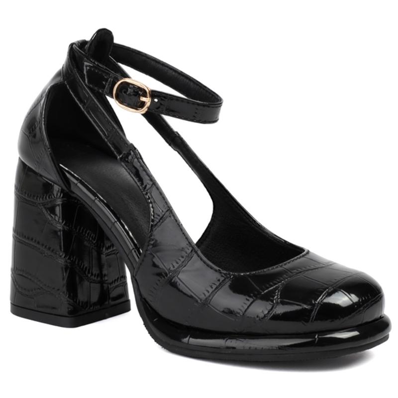 Stängd Tå Röda Klackskor Blockklack Sandaler för Kvinnor Sommarskor Pumps Dam Ankelrem Eleganta Svarta Nude Fest Bröllopsskor Märke