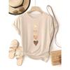 Women's Casual Short Sleeve T-Shirt with Four Heart Graphic Print Golden Medium Round Neck Novelty T-Shirt Clothes