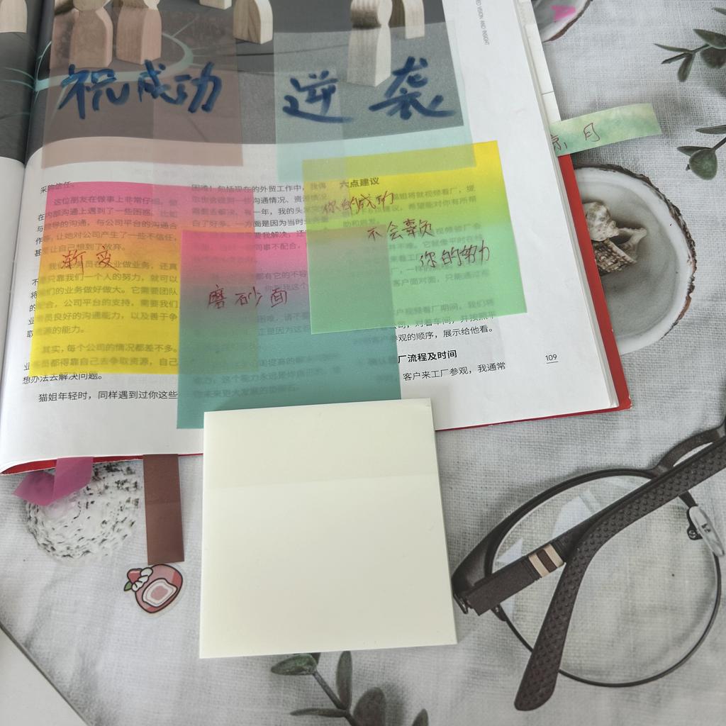 50 Sheets/pad Transparent Sticky Notes Pad Waterproof Self-Adhesive Clear Memo Message Reminder Home Office School Supplies