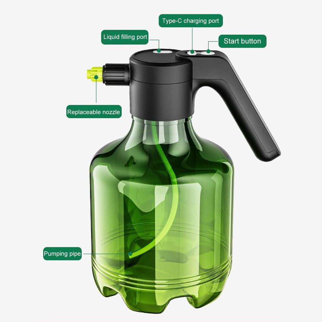 Battery Powered Sprayer 3000ml Rechargeable Garden Sprayer 1500mAh Adjustable Mister Bottle Washer for Yard Fence Plant House