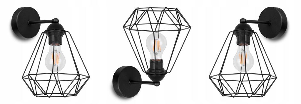 ELEGANT RETRO WALL LAMP WIRE BLACK LOFT