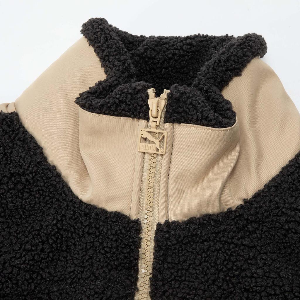 Puma Logo Vyšívaná Outdoorová Ležérna Športová Bunda na Zips Stojatý Golier Spájaná Fleecová Bunda Unisex Bunda Čierna 625525-01