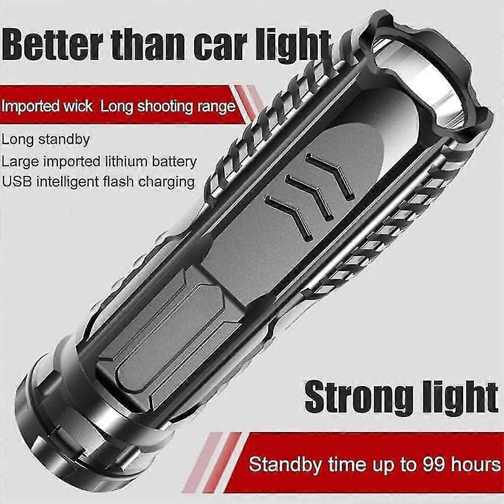 Flashlight, Multifunctional Rechargeable Flashlight High Tech Flashlight, Waterproof Flashlight (Black 1Pcs)