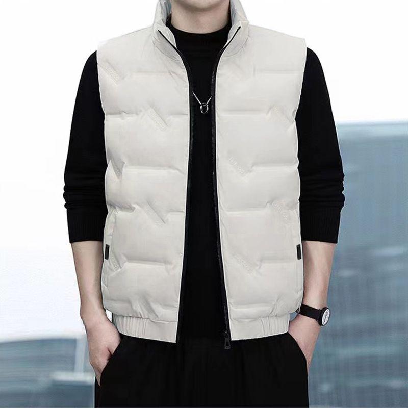 Men's White Duck Down 80% Lightweight Stand Collar Vest - Fashionable, Versatile, and Warm.