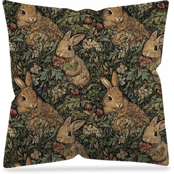 Vintage Floral Deer Pillow Covers, Cottagecore Room Home Decor, Art Nouveau Botanical Forest Deer Decorative Pillow Covers for Home Bedroom Living