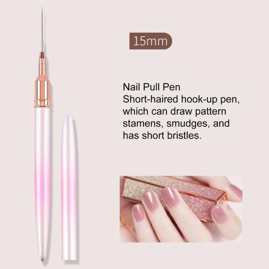 5Pcs Nail Painting Pen Elongated Lines DIY Nylon Wool Durable Manicure Edge Puller Set Polish Salon
