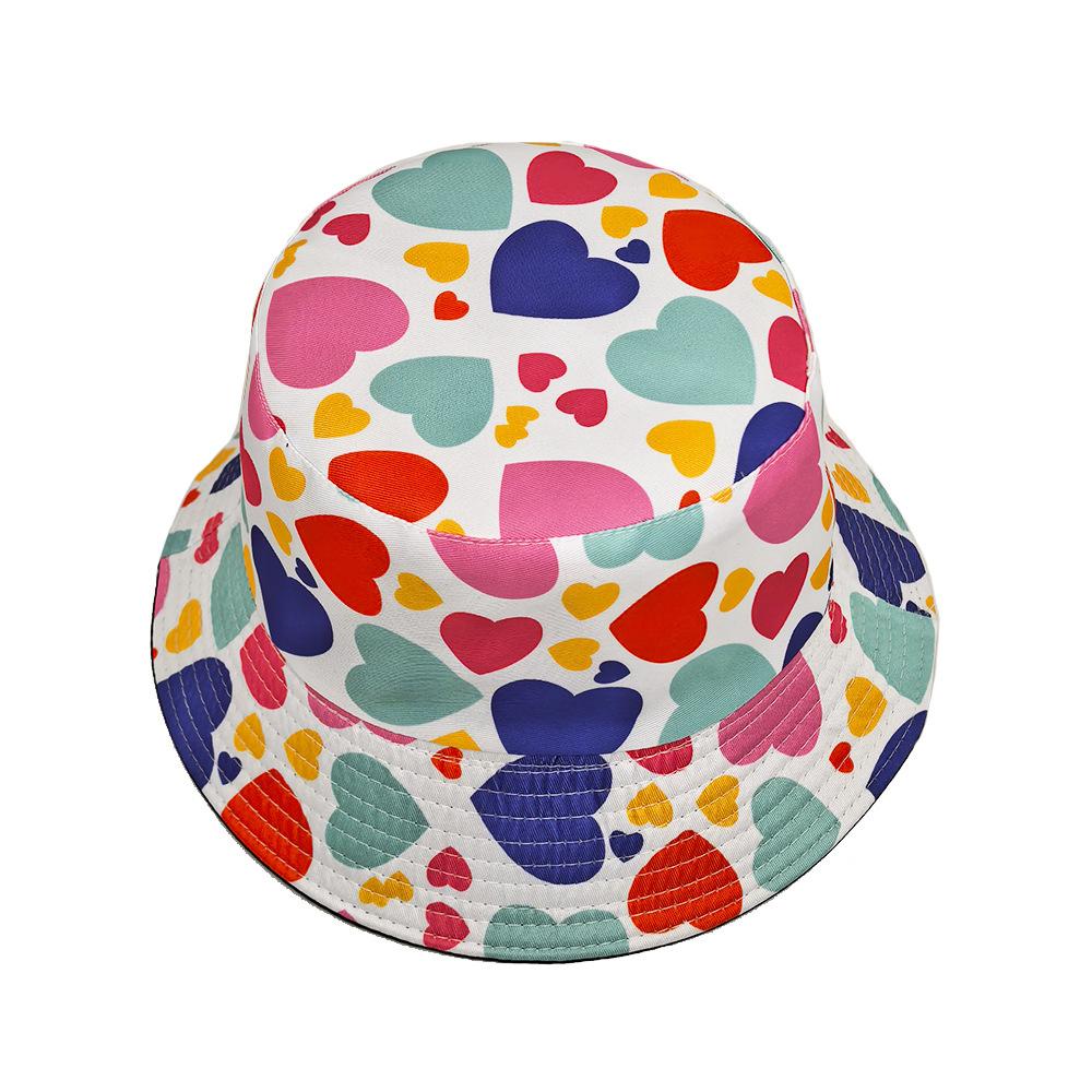 Heart Pattern Panama Women Men Summer Sunscreen Fisherman Hat Unisex Reversible Bucket Hat Fashion Decorate Valentine's Day Love
