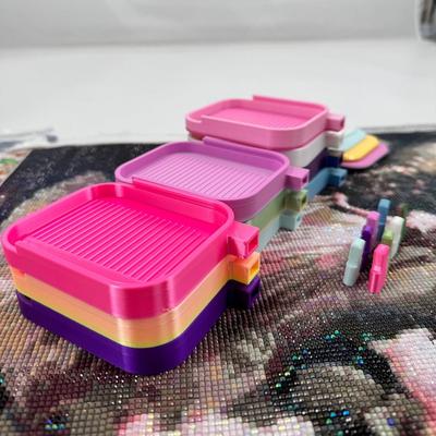 DIY Craft Large Diamond Painting Tray Large Capacity Embroidery Beads Sorting Storage Tray Colourful With Cover