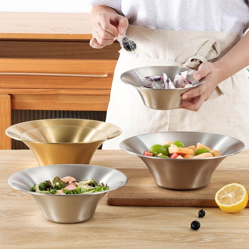 Stainless Steels Bowl Antiscalding Mixing Salad Bowl Noodles Pot Kitchen Serving Bowl for Restaurant Home Part Enduring