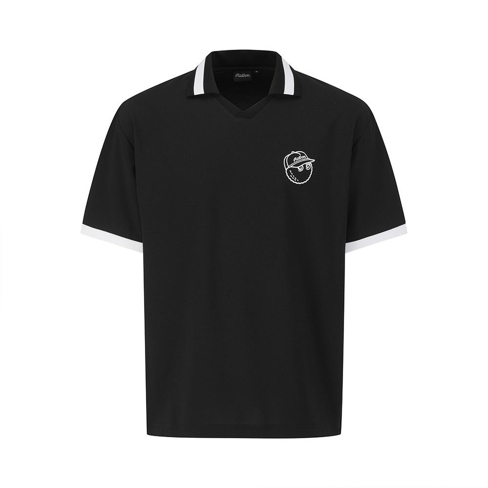 MALBON GOLF Seersucker Collar Piste Black (Man)