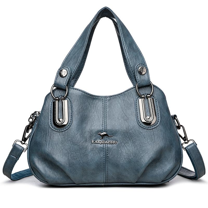 European and American Mother Bags, Middle-aged Women's Crossbody Large-capacity Simple Casual Shoulder Bags, Soft Leather Portable Retro Tote Bags