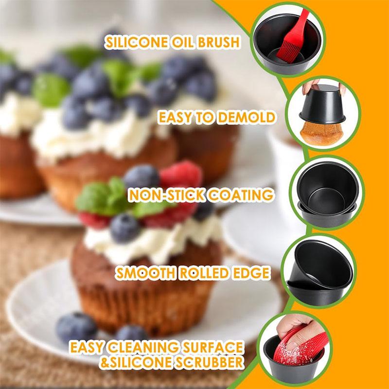 Nonstick Popover Pan Carbon Steel Mini Pie Muffin Cupcake Pans Egg Tart Bakeware Round Cupcake Pan Individual Cheesecake Tin