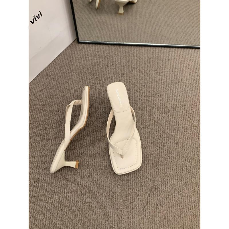Sandals pinch-in flip-flops fairy shoes summer wear new simple toe high-heeled sandals 39