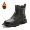 New Genuine Leather Low Heel Beef Sole Women's Ankle Boots Fashion Casual Leather Boots Warm Cotton Shoes C875