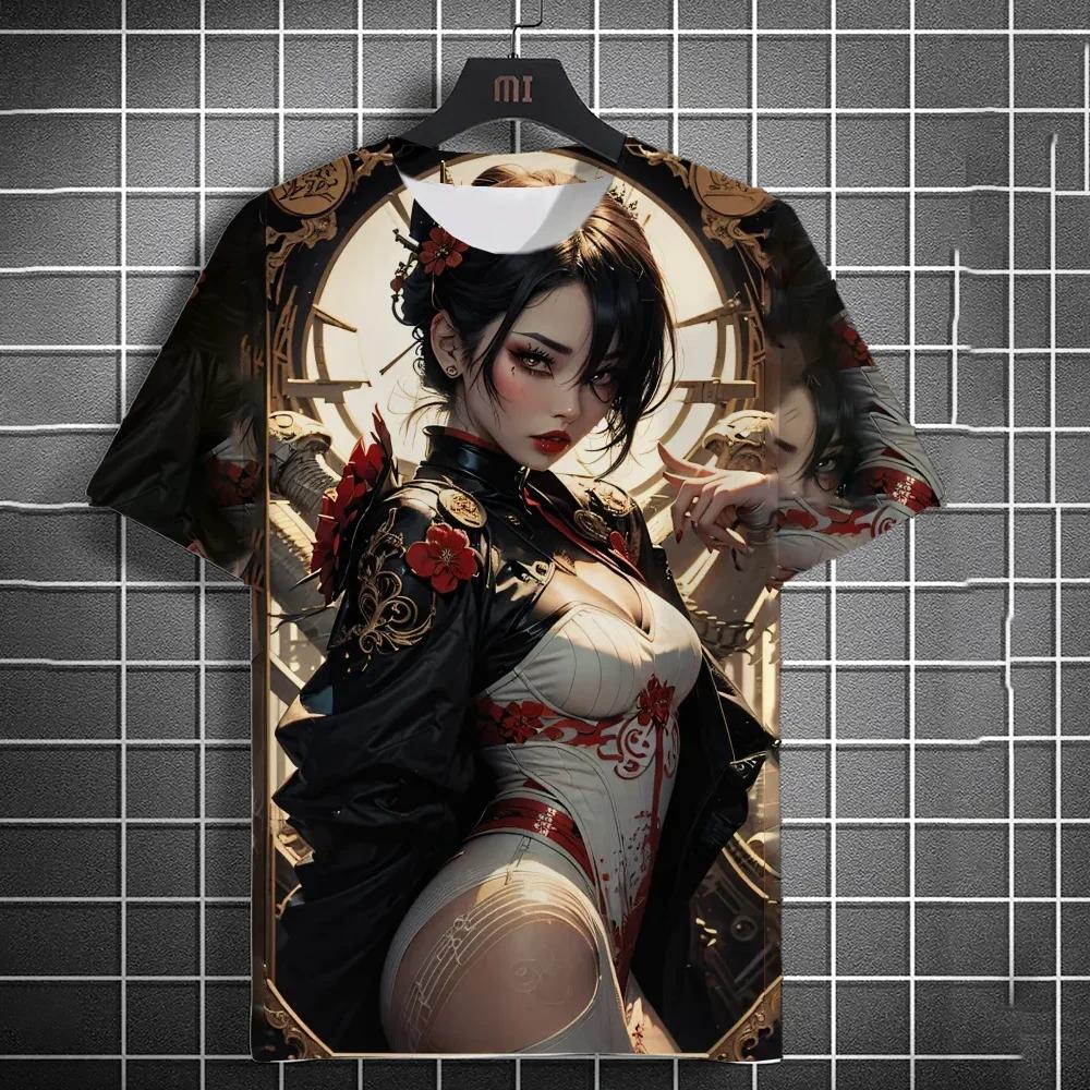 Animation Beauty Sexy Printed Men's 3D Printed T-shirt Casual Loose Short Sleeve Oversized Daily Casual Crewneck Breathable Top