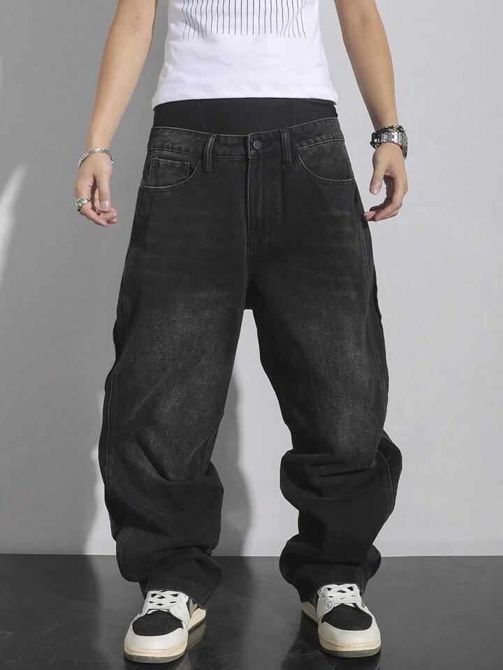 Popular Jeans Men's Clothing American Retro High Street Trendy Men's Pants Loose Straight Jeans Men