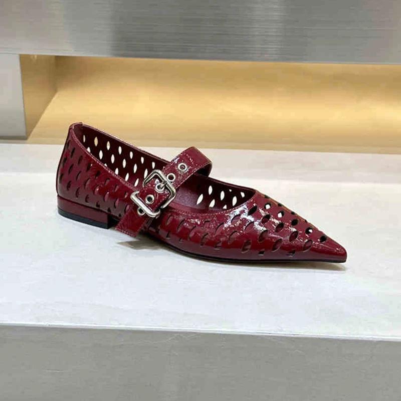 Fashion Pointed Toe Hollow Flats Women Shoes Summer Sandals New Trend Brand 2025 Sexy Party Shoes  Zapatillas De Mujer