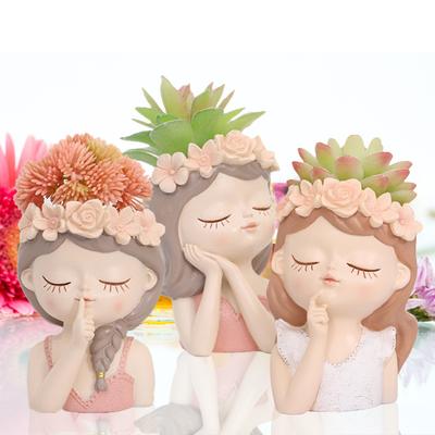 Silicone Flower Pot Mould Non-Toxic Cute Girl Plaster Candle Mould Tasteless Soft  for Abstract Architectural Decorations