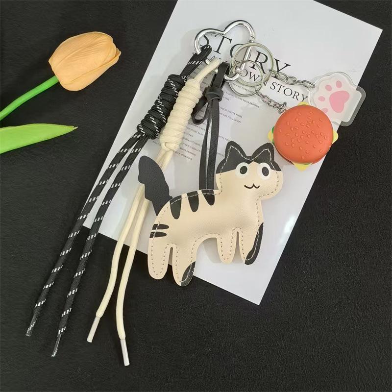 

Мультяшный шоколадный кот брелок Универсальный брелок с узлом из веревки Подвеска для сумки, рюкзака, подвесное украшение, держатель для ключей от машины