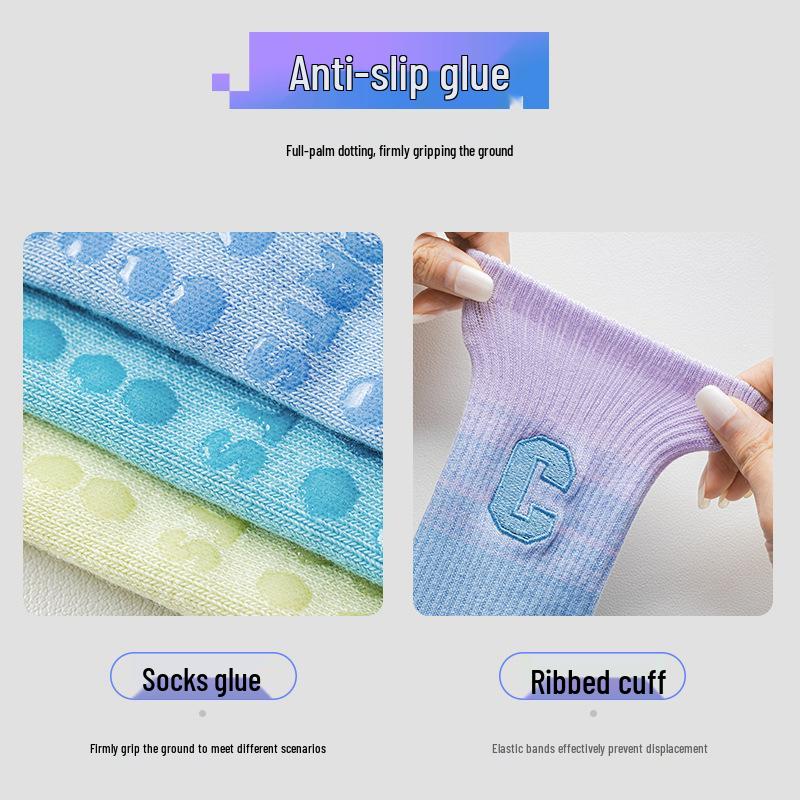 Chaussettes de Pilates Yoga Antidérapantes pour Femmes - Design Mi-Mollet Absorbant la Sueur pour les Entraînements de Printemps et d'Automne