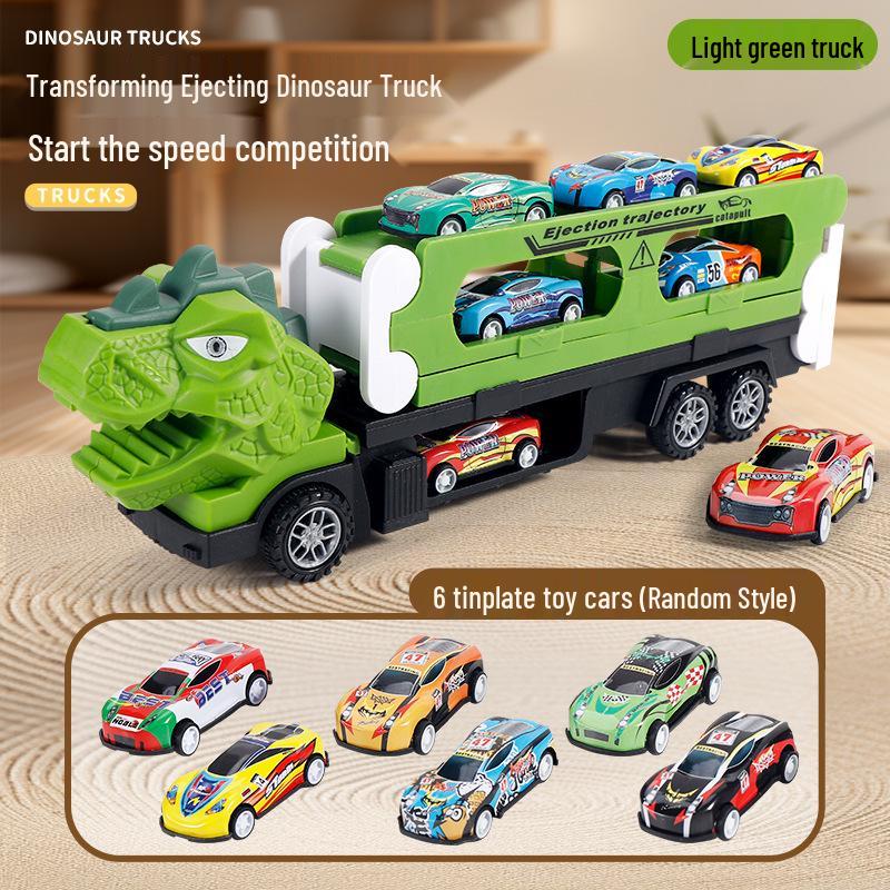 Children's Transforming Dinosaur Track Car with Storage, Alloy Material, Boys' Toy, Extended Edition 