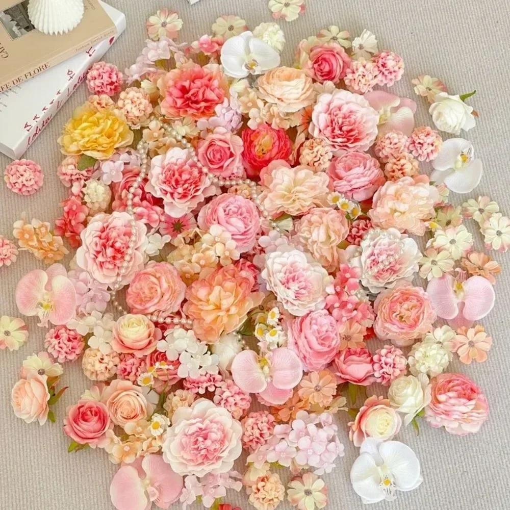 Silk Artificial Flower Head Artificial Mini Silk Fake Flowers 3cm-10cm Random Mix DIY Wreath Craft