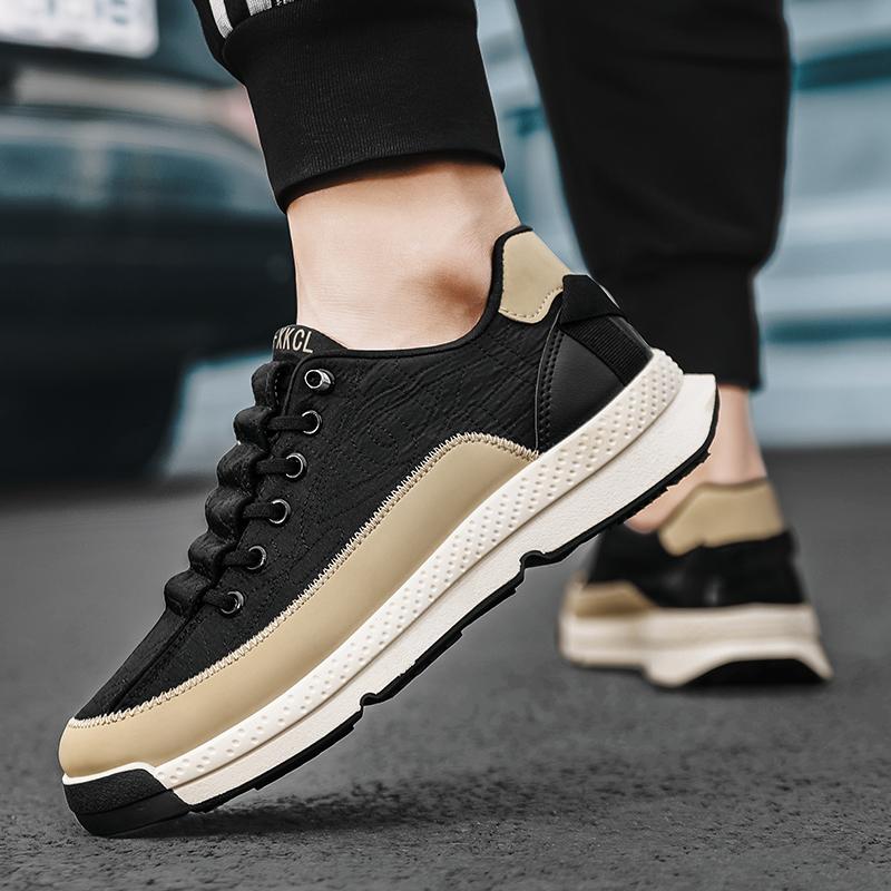 Chunky Sneakers Herren Laufschuhe mit weicher Sohle, modisch, lässig, Leder, Stoff, atmungsaktiv, erhöhte Höhe, flache Plattform, Boardschuhe