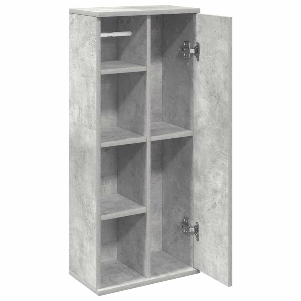 Bathroom Cabinet with Toilet Paper Holder Concrete Grey 39 X 22 X 90 Cm