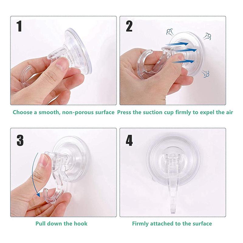 ABWR-6X Large Transparent Reusable Heavy Duty Vacuum Suction Cup Hook