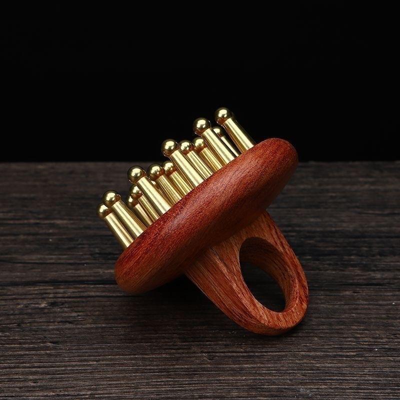 Head Meridians Massage Comb Copper Sandalwood Meridians Fine Tooth Comb Needling Guasha Scalp Massage Brush Relax Body Massager