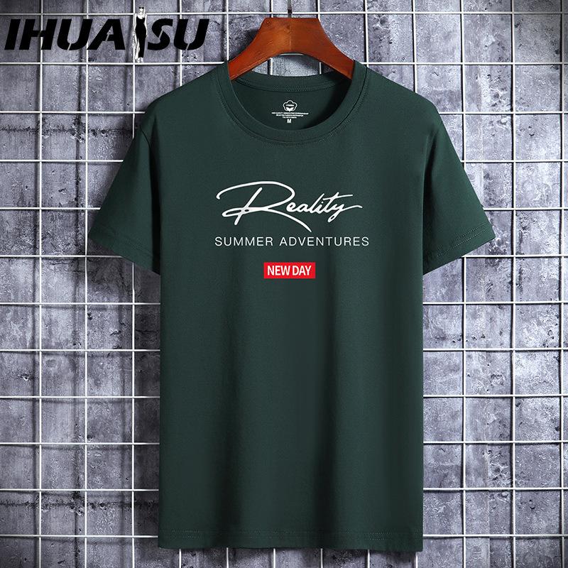 IHUASU Cotton Short Sleeve T-shirt Men's Fashion Loose Half Sleeve Shirt Printed Compassionate Shirt