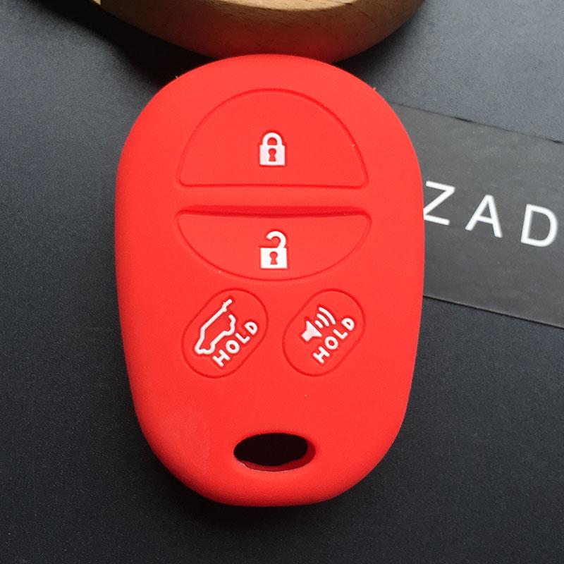 

ZAD 4 Buttons Silicone rubber car Key Cover Case set For Toyota Sienna Tacoma Tundra Highlander Remote key cover красный