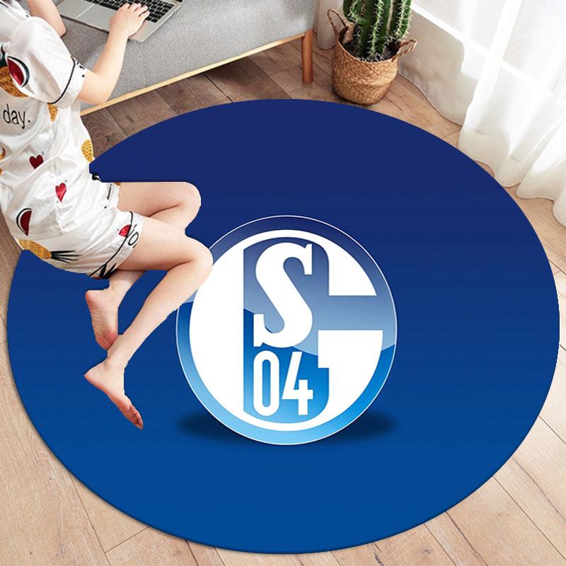 FC Schalke 04 Round Area Rug,Carpet Rug for Living Room Bedroom Sofa Playroom Decor,Non-slip Floor Mat