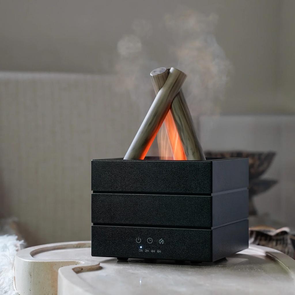New Flame Aroma Diffuser Air Humidifier Colorful Atmosphere Light and Remote Control Bonfire Essential Oil Aroma Diffuser