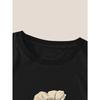 European sizes Floral Print T-Shirt - Soft Breathable Round Neck Short Sleeve Casual Top for Spring Summer, Machine Washable Everyday Comfort