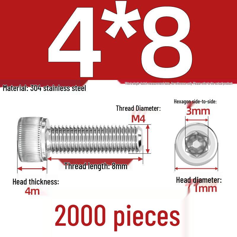 304 Stainless Steel Hex Socket Head Cap Screws, M2-M10, Extended Length