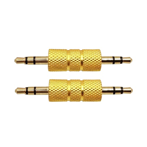 Voluty Tek 3.5mm To 3.5mm Male-Male Audio Headphone Adapter, Gold-Plated 1/8" Stereo Coupler Connector for Speakers, MP3 Players, Pack of 2