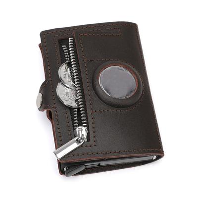 Genuine Leather Rfid Wallets for Men with Airtags Holder Credit Id Card Holder Rfid Protected Wallet