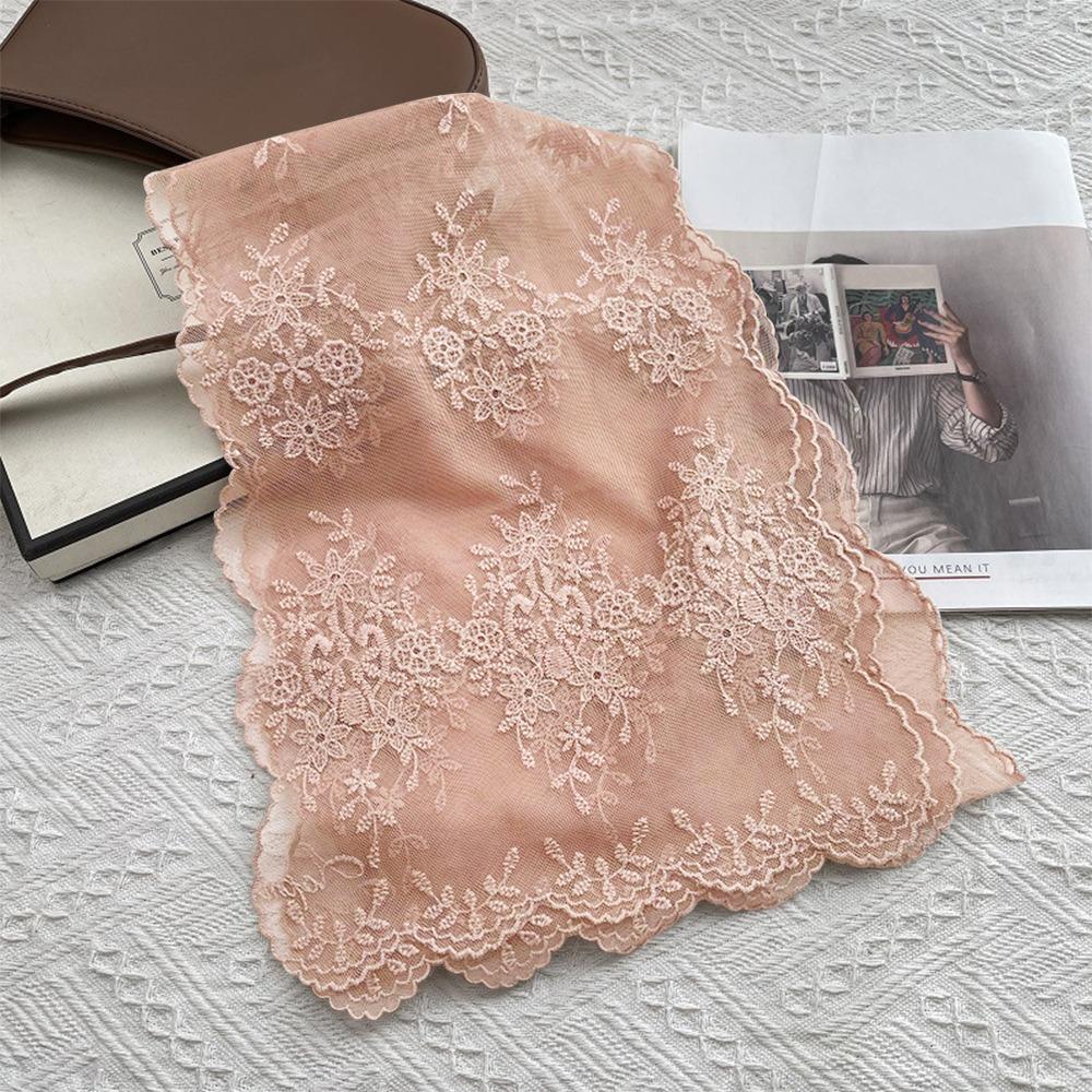 

140×30cm Embroidered Headband Elegant Neck Scarf Versatile Lace Scarf for Women розовый