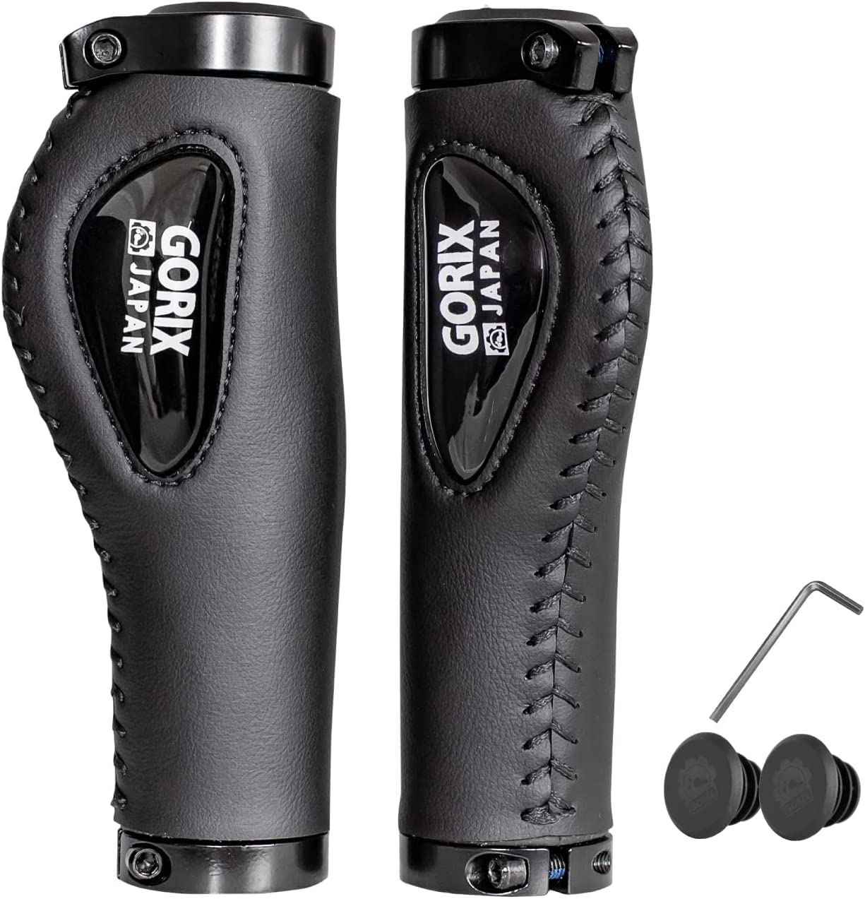 

GORIX Велосипедные кожаные грипсы с силиконовой амортизацией, эргономичный дизайн, простые двойные стильные ручки руля для кроссовых велосипедов и мини-велосипедов, [Lock-On, Грипсы] чёрный