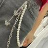 Stylish Transparent Heart Double Row Waist Belt Accessory For Denim Jeans And Outfits With Butterfly Pearl Decoration