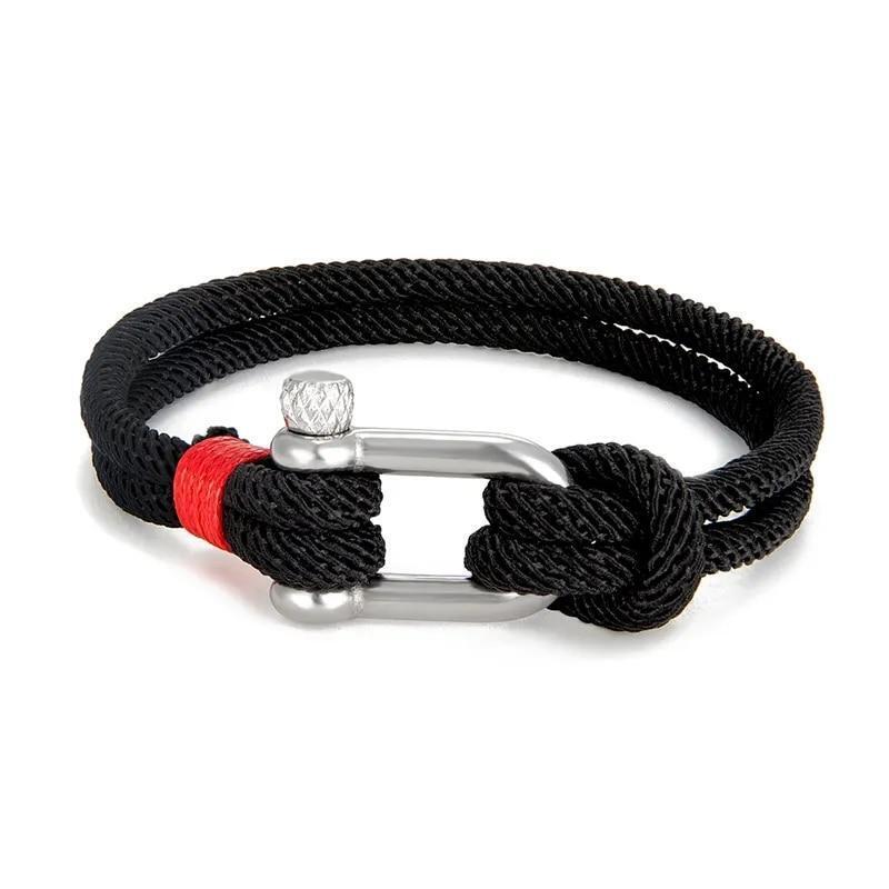 Männer Doppel Strang Armband Frauen Schäkel Seil Armbänder Outdoor Survival Armreif