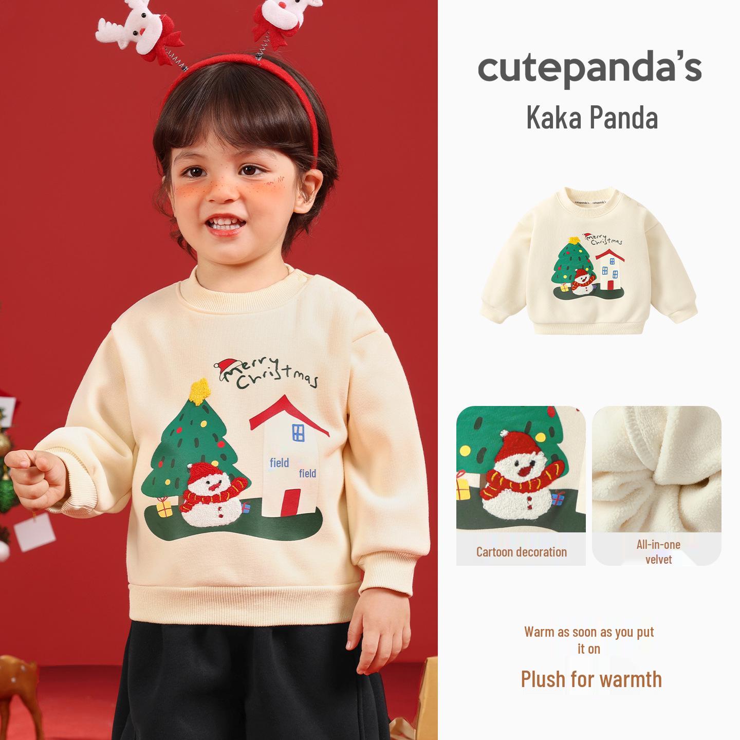 

New Year s Fleece-Lined Thick Hoodie Collection for Boys and Girls - Trendy Autumn/Winter Outfit